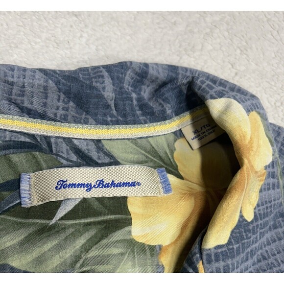 Tommy Bahama Hawaiin Shirt Men's Size XL Blue Silk Floral Print Camp Jacquard - Picture 3 of 7